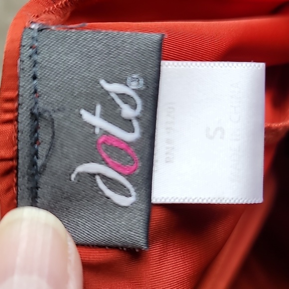 Halter top w ties orange banded hem embellished neckline vintage bohemian - Picture 5 of 12